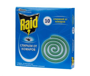 Товары для уборки RAID Спираль от Комаров 10шт