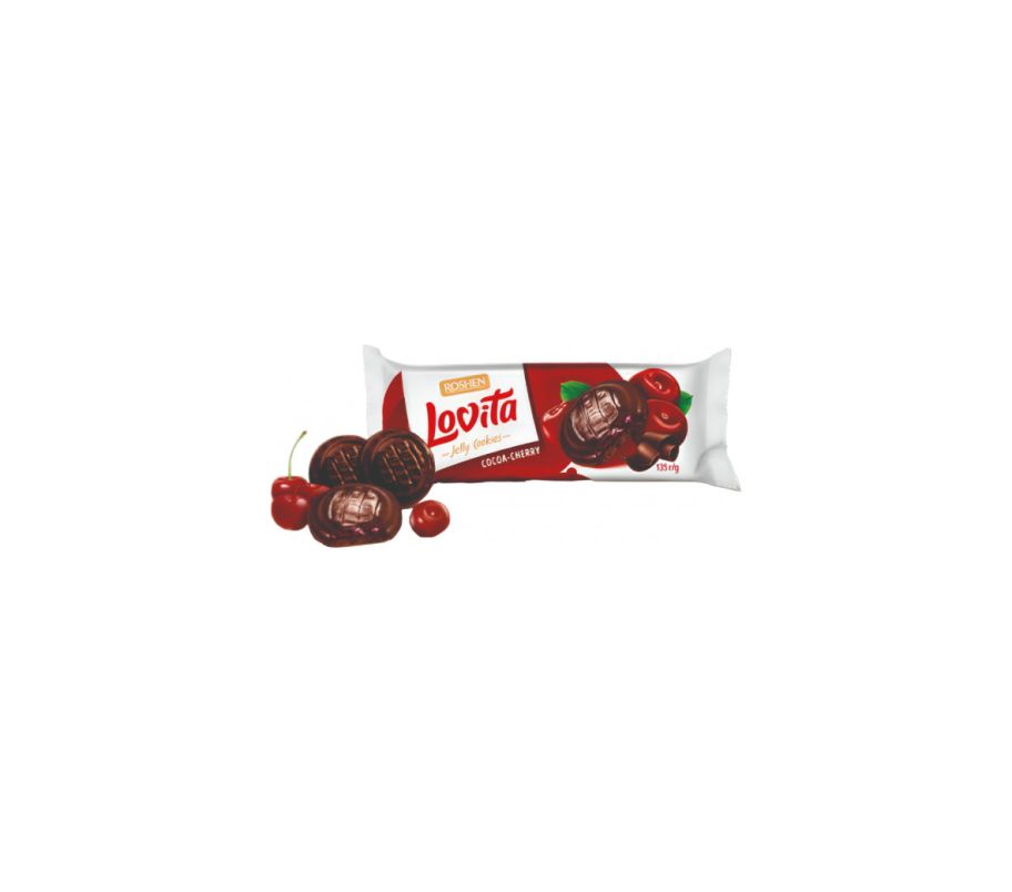  Roshen Lovita Jelly Cookies с начинкой зі смаком какао + вишгя 135