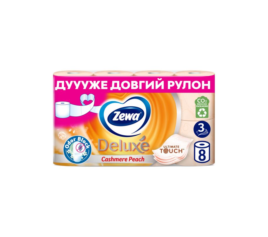 Zewa Deluxe Туалетная бумага 3-слойная персик 8шт