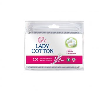  Lady Cotton Палочки ватные в полиэтиленовом пакете 200шт. 