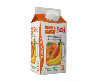  Злагода Йогурт-смузи Антиоксидант (Абрикос-морковь, банан, тыква), 2,0%, 280г