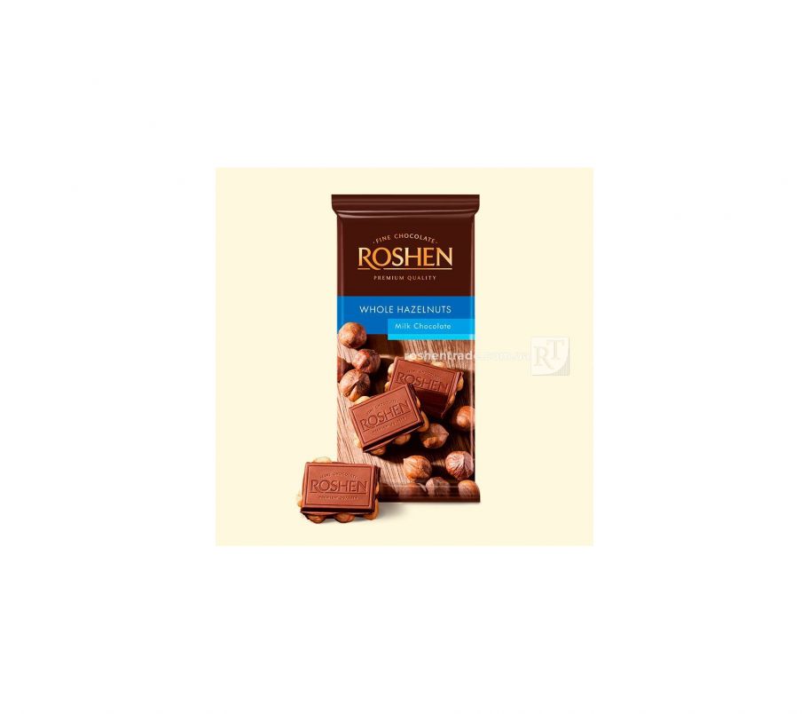 Roshen Шоколад молочный с целым лесным орехом 